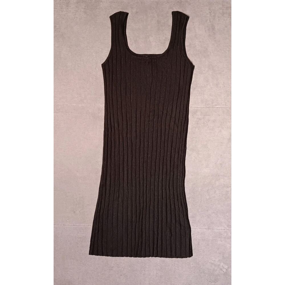 NEW A New Day Women Knit Tank Dress Black Size Medium Above The Knee W9EXY5